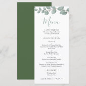 Carte de menu de mariage à la verdure d'eucalyptus (Devant / Derrière)