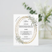 Carte de menu de mariage à la verdure dorée (Debout devant)
