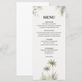 Carte de menu de mariage à l'aquarelle avec palmie (Devant / Derrière)