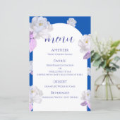 Carte de Menu de Mariage à l'Arche Florale Bleue (Debout devant)
