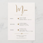 Carte de menu de mariage à l'écriture dorée (Devant)