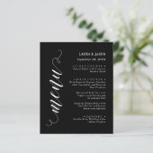 Carte de Menu de Mariage à l'Écriture Élégante et (Debout devant)