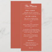 Carte de menu de mariage à l'écriture manuscrite é (Devant / Derrière)
