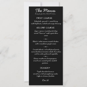 Carte de menu de mariage à l'écriture manuscrite é