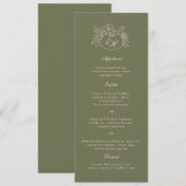 Carte de menu de mariage à monogramme Olive Sage (Devant / Derrière)