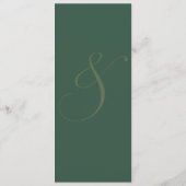 Carte de menu de mariage à monogramme or émeraude (Dos)
