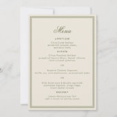 Carte de menu de mariage à monogramme rayé vert ol (Devant)