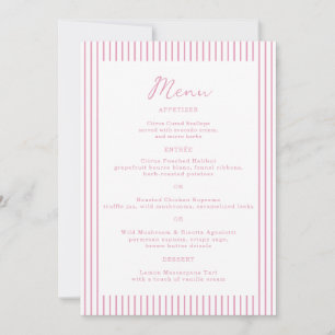 Carte de menu de mariage à monogramme rose chic et