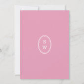 Carte de menu de mariage à monogramme rose chic et (Dos)
