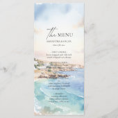 Carte de Menu de Mariage à Santorin | Plage Côtièr (Devant)