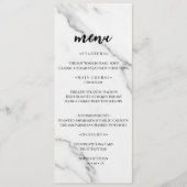 Carte de menu de mariage à texture de marbre blanc (Devant)