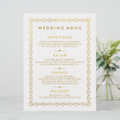Carte de Menu de Mariage Art Déco Doré (Debout devant)