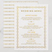 Carte de Menu de Mariage Art Déco Doré (Devant / Derrière)