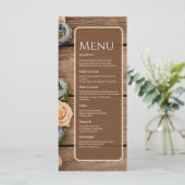 Carte de Menu de Mariage au Charme Rustique (Debout devant)