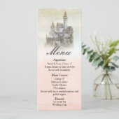 Carte de menu de mariage au château de conte de fé (Debout devant)