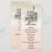 Carte de menu de mariage au château de conte de fé (Devant / Derrière)