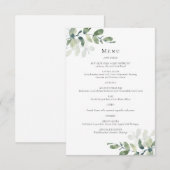 Carte de menu de mariage au eucalyptus (Devant / Derrière)