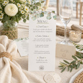 Carte de Menu de Mariage au Eucalyptus Côtiers