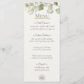 Carte de Menu de Mariage au Eucalyptus Côtiers (Devant)