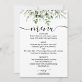 Carte de menu de mariage au eucalyptus Modern Gree (Devant)