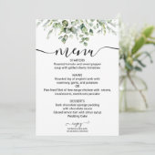 Carte de menu de mariage au eucalyptus Modern Gree (Debout devant)