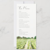 Carte de menu de mariage au vignoble du vigneron a (Devant)