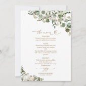 Carte de menu de mariage automnal avec verdure et (Devant)