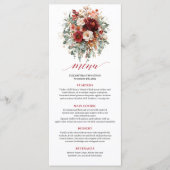 Carte de Menu de Mariage Automne Bourgogne Or Euca (Devant)