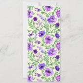 Carte de menu de mariage aux fleurs violettes et v (Dos)