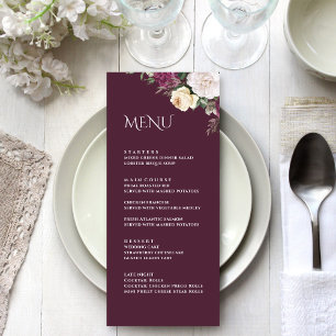 Carte de Menu de Mariage aux Pivoines Bourguignonn