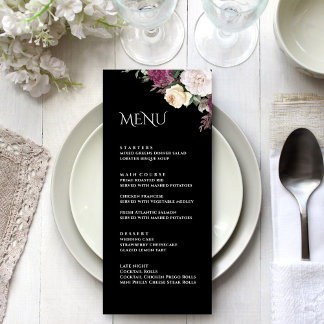 Carte de Menu de Mariage aux Pivoines Noires de Bo
