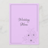 Carte de menu de mariage avec Anémone sur fond lil (Devant)