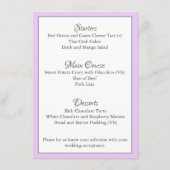 Carte de menu de mariage avec Anémone sur fond lil (Dos)