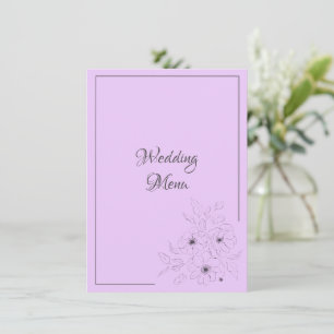 Carte de menu de mariage avec Anémone sur fond lil
