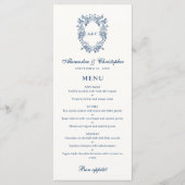 Carte de menu de mariage avec blason monogramme de (Devant)