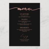 Carte de menu de mariage avec calligraphie chic po (Devant)