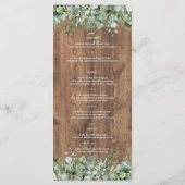 Carte de Menu de Mariage avec Eucalyptus | Rustiqu (Dos)