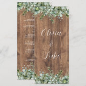Carte de Menu de Mariage avec Eucalyptus | Rustiqu (Devant / Derrière)