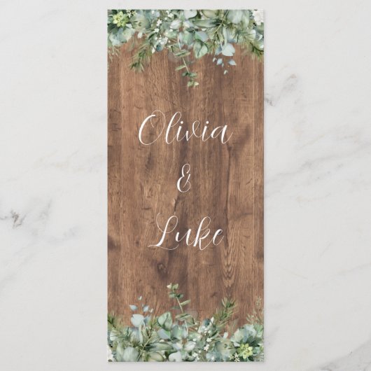 Carte de Menu de Mariage avec Eucalyptus | Rustiqu (Devant)