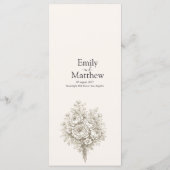 Carte de menu de mariage avec gravure botanique Ré (Dos)