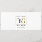 Carte de menu de mariage avec le logo fait sur (Dos)
