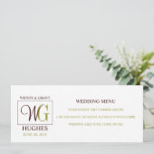 Carte de menu de mariage avec le logo fait sur (Debout devant)