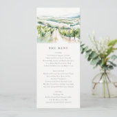 Carte de menu de mariage avec paysage de vignoble (Debout devant)