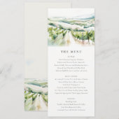 Carte de menu de mariage avec paysage de vignoble (Devant / Derrière)