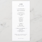 Carte de menu de mariage avec sérif moderne pour d (Dos)