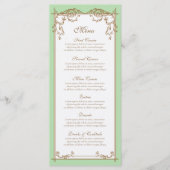 Carte de Menu de Mariage Baroque Menthe (Devant)