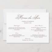 Carte de Menu de Mariage Blanc et Marron Old Money (Devant)