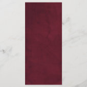 Carte de Menu de Mariage Bohème Floral Bourgogne (Dos)