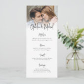Carte de menu de mariage bohème moderne avec écrit (Debout devant)