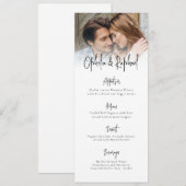Carte de menu de mariage bohème moderne avec écrit (Devant / Derrière)